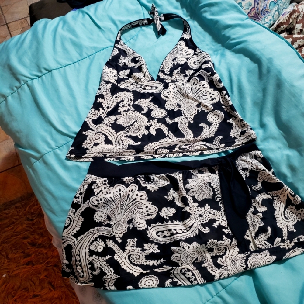 Chaps paisley 2 piece bathing suit